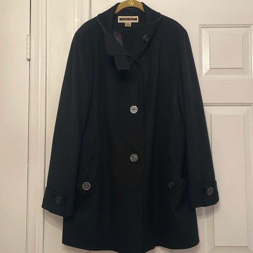 Kristen Blake Black jacket. XXL Heavy duty. Metallic/silver big buttons.